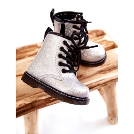 FR1 Children's Boots Warm With A Zipper Lacquered Silver Goopy 2