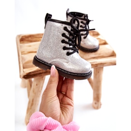 FR1 Children's Boots Warm With A Zipper Lacquered Silver Goopy 1