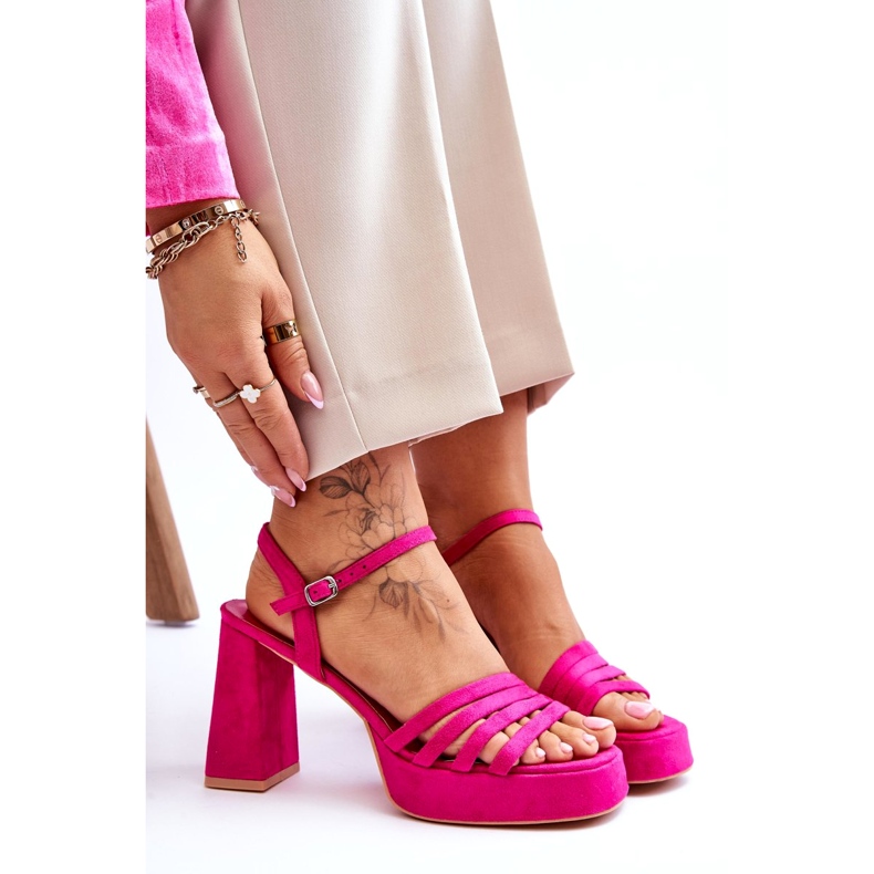 FB2 Women's Suede Platform Sandals Fuchsia Verda pink 8