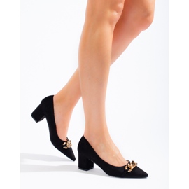 Women's Shelovet low heel pointed pumps in black 1