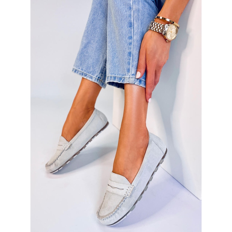 Anaya Gray suede loafers for women grey 2