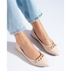 W. Potocki Beige women's ballerinas with a pointed Potocki chain 1