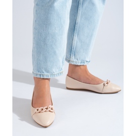 W. Potocki Beige women's ballerinas with a pointed Potocki chain 2