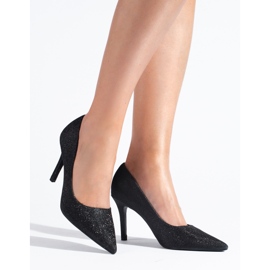 Shelovet women's high heels black with glitter 1