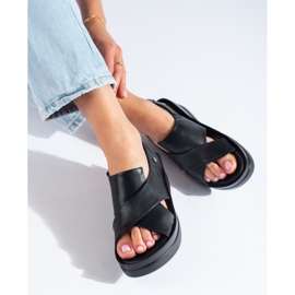Women's Shelovet black wedge sandals 1