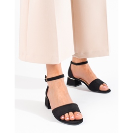 Shelovet Black Low Heel Sandals 1