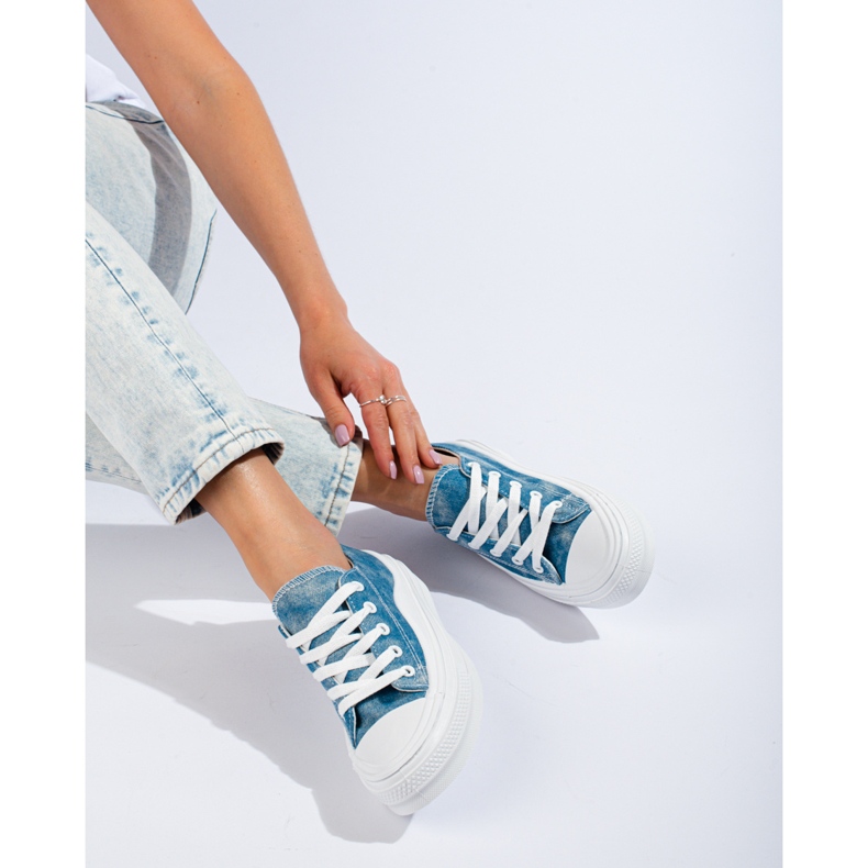 Women's denim sneakers on the Shelovet platform blue 2