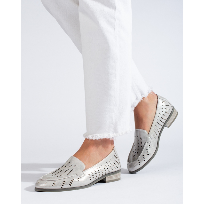 W. Potocki Women's openwork silver shoes Potocki 1