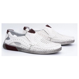 Olivier Men's openwork leather moccasins 937MP white 2