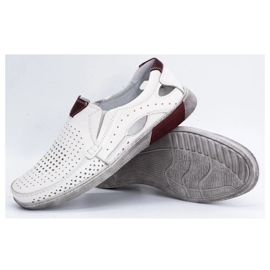 Olivier Men's openwork leather moccasins 937MP white 3