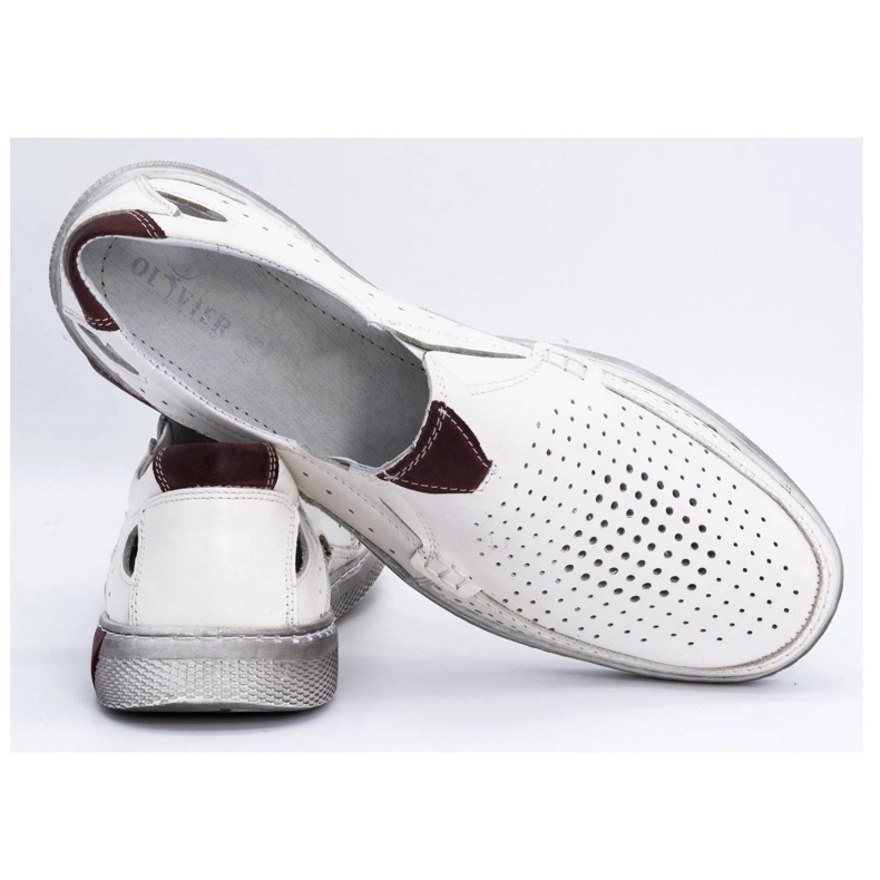 Olivier Men's openwork leather moccasins 937MP white 4 Olivier Men's openwork leather moccasins 937MP white 4