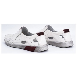 Olivier Men's openwork leather moccasins 937MP white 5