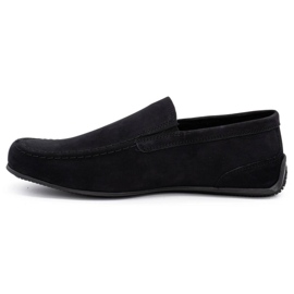 Polbut Men's leather loafers 2105 black nubuck 1