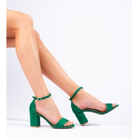 Green suede block sandals from Shelovet 1