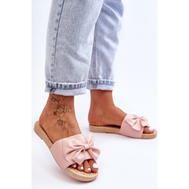 FK1 Fashionable women's slippers with a pink Estera bow 2