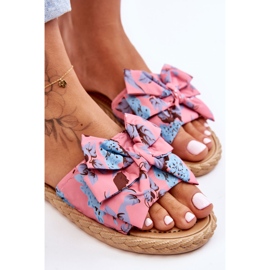 FK1 Women's Slides With A Fabric Bow Pink Blossom 2