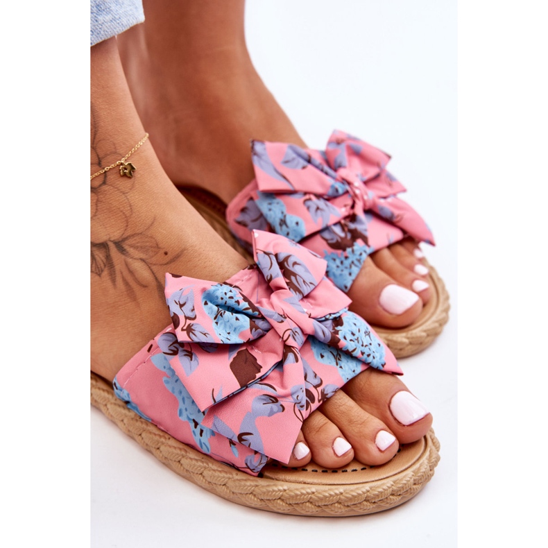 FK1 Women's Slides With A Fabric Bow Pink Blossom 2