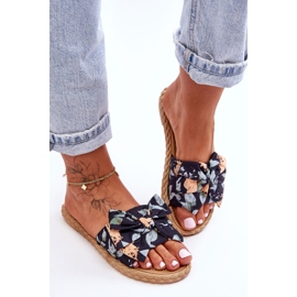 FK1 Women's Slippers With A Fabric Bow Black Blossom 2