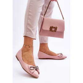 WS1 Elegant Ballerinas With A Bow And One Time Pink Rhinestones 2