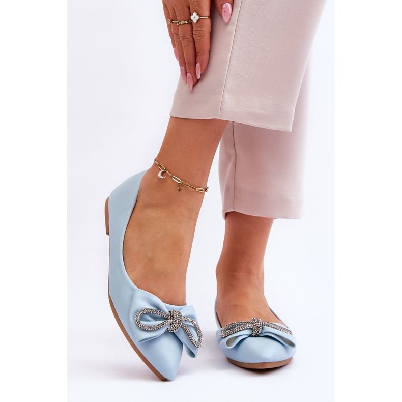 WS1 Elegant Ballerinas With A Bow And Blue One Time Rhinestones 1
