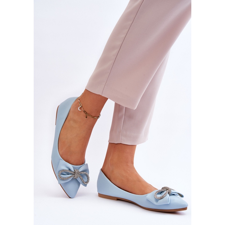 WS1 Elegant Ballerinas With A Bow And Blue One Time Rhinestones 2