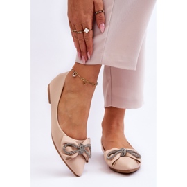 WS1 Elegant Ballerinas With A Bow And Jewels Beige One Time 1