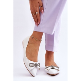 WS1 Elegant Ballerinas With A Bow And Rhinestones White One Time 1