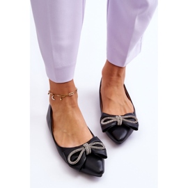 WS1 Elegant Ballerinas With A Bow And Jewels Black One Time 2