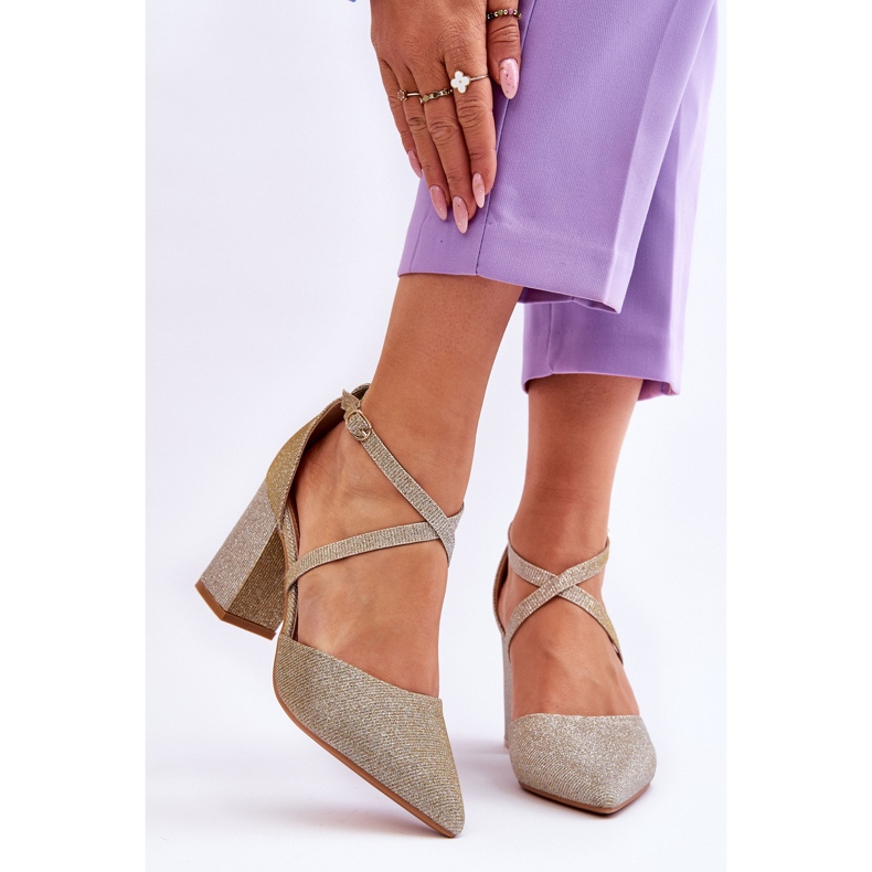 WS1 Fashionable Shiny Pumps On A Gold Galaxy Heel golden 1