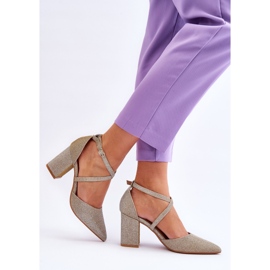 WS1 Fashionable Shiny Pumps On A Gold Galaxy Heel golden 2