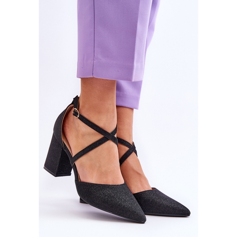 WS1 Fashionable Glossy Pumps On Black Galaxy Heel 1