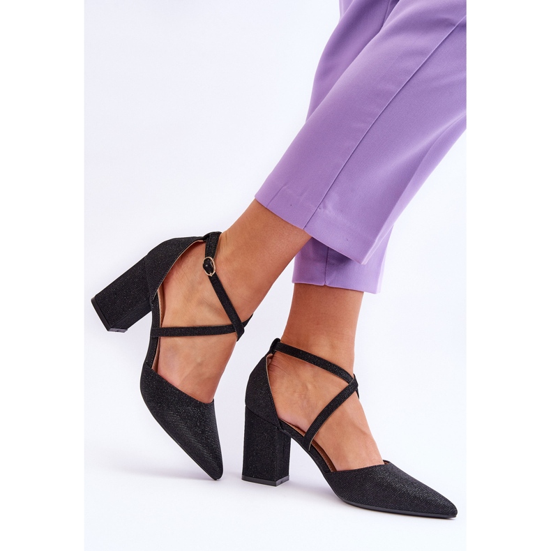 WS1 Fashionable Glossy Pumps On Black Galaxy Heel 2