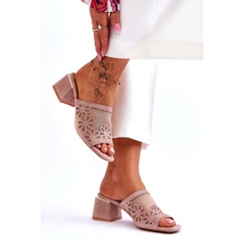 S.Barski Women's heels with mesh and zircons S. Barski KV-612-1 beige 4