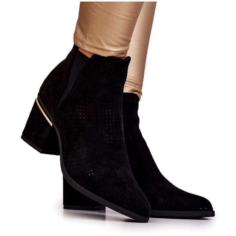 PS1 Black Helloni Suede Openwork Cowboy Boots 7