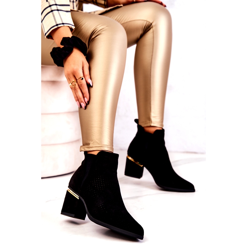 PS1 Black Helloni Suede Openwork Cowboy Boots 4