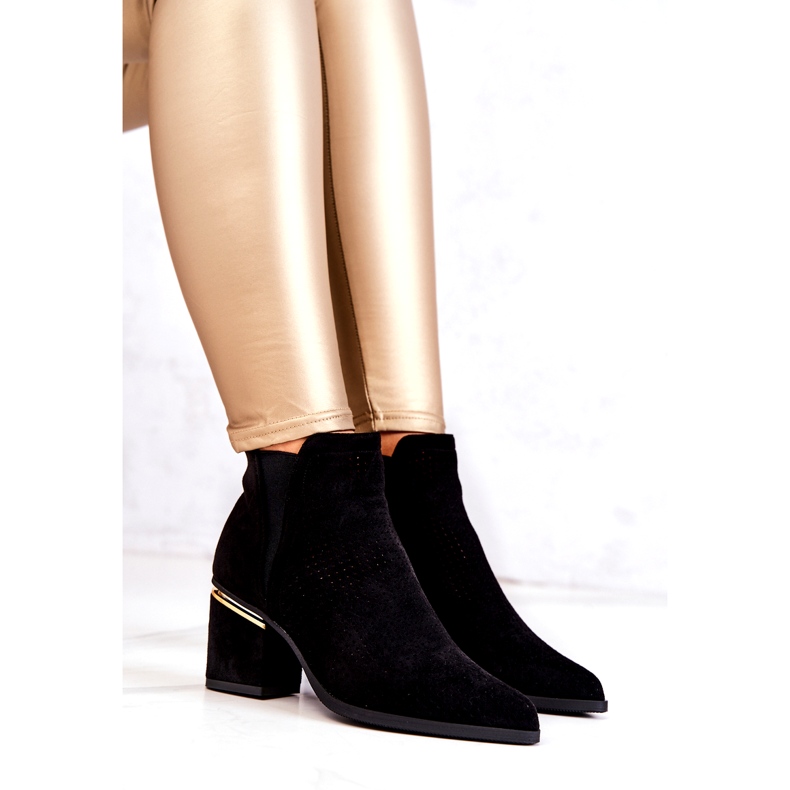 PS1 Black Helloni Suede Openwork Cowboy Boots 6