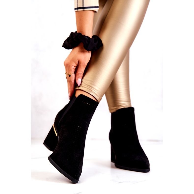 PS1 Black Helloni Suede Openwork Cowboy Boots 3