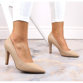 Women's beige coffe high heel pumps Sergio Leone 1446 2