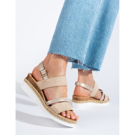 Women's beige Shelovet wedge sandals 1