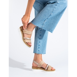 Women's beige Shelovet wedge sandals 2
