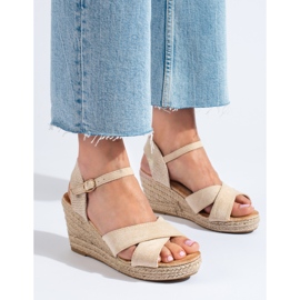 Women's espadrille wedge sandals beige Shelovet 1
