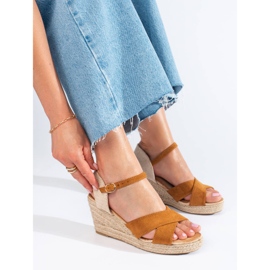 Brown women's espadrille wedge sandals Shelovet 1
