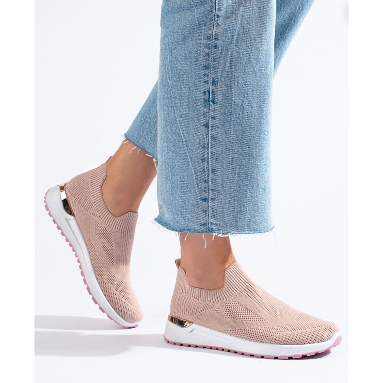 Shelovet pink slip-on wedge sneakers 1 Shelovet pink slip-on wedge sneakers 1
