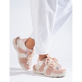 White and pink sneakers with a thick sole from Shelovet 2