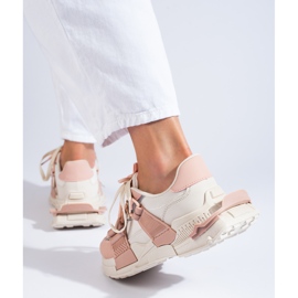 White and pink sneakers with a thick sole from Shelovet 1