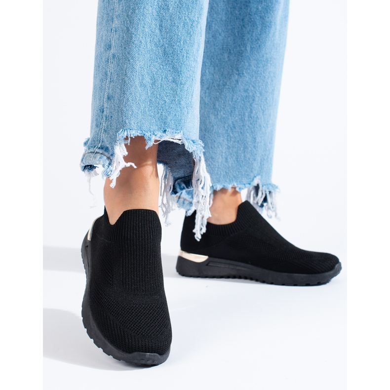Black Shelovet wedge slip-on sneakers 1