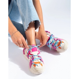 Women's multicolored sneakers on a thick sole Shelovet white 2