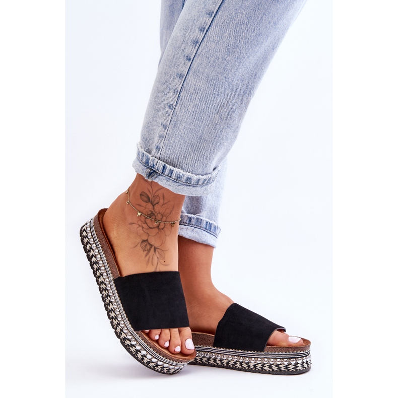 WR1 Women's Smooth Suede Slippers Black Hayen 2