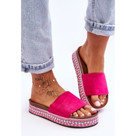 WR1 Women's Smooth Suede Slippers Fuchsia Hayen pink 1